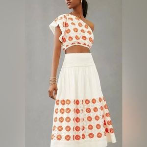 Anthropologie Two-Piece Embroidered Set- Size Large